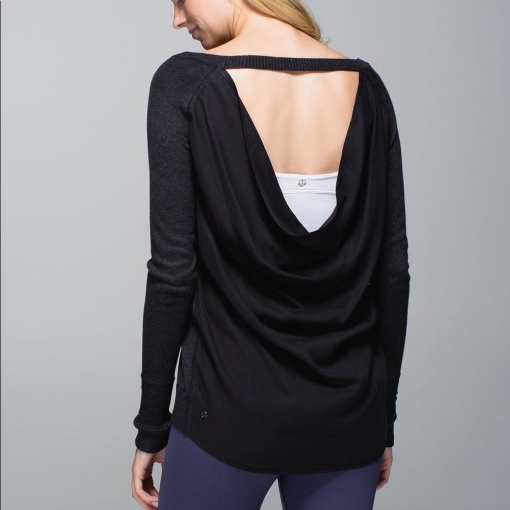 Lululemon Unity Pullover Drape-Back Sweater in Heathered Black/Black